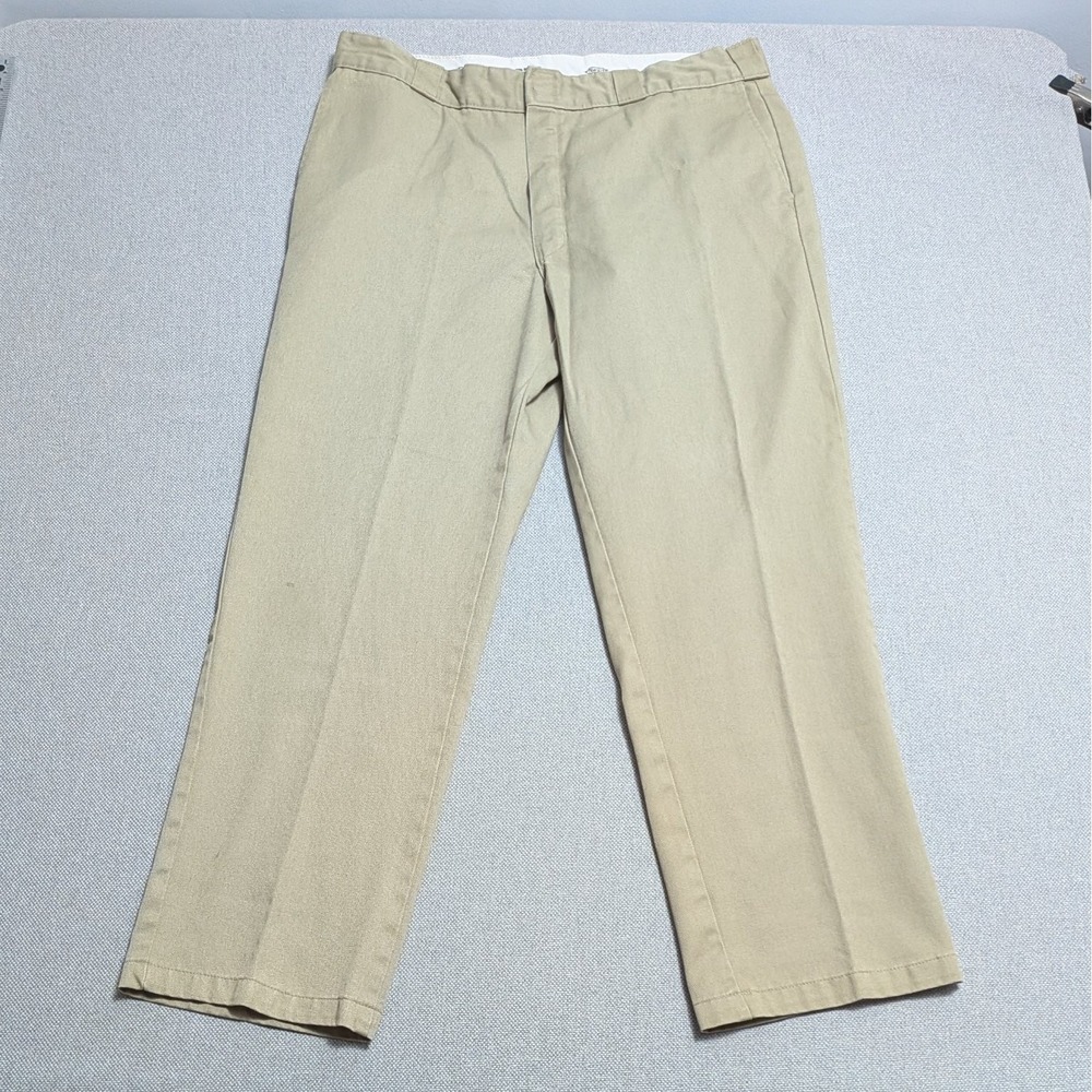 Dickies 874 Men's Khaki Flat Front Work Pants W38 L32 Cotton Blend